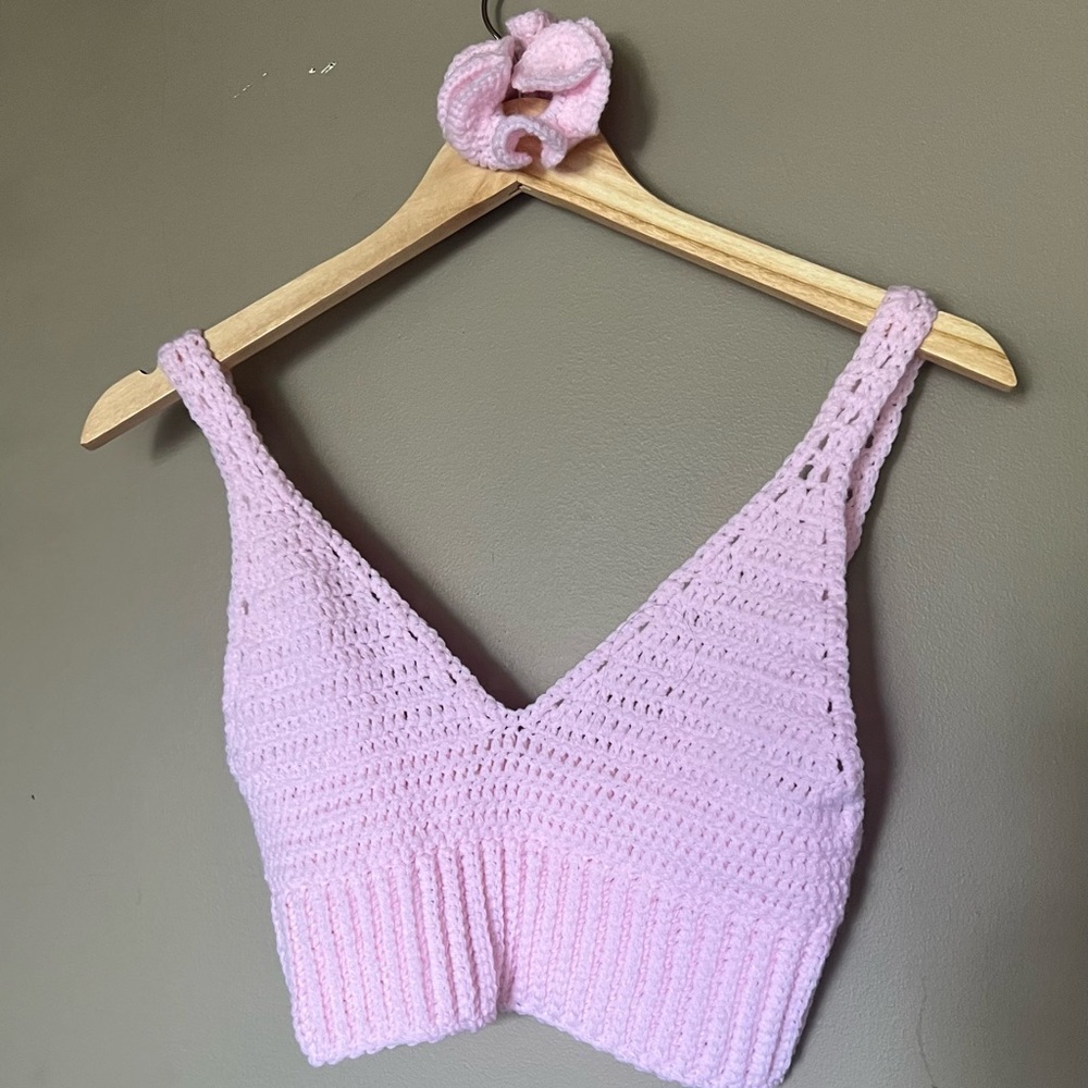 Soft Pink Crochet Bralette
